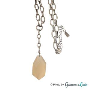 Anne Klein Light Gold Tone Y Drop Necklace With Faceted Glass Pendant